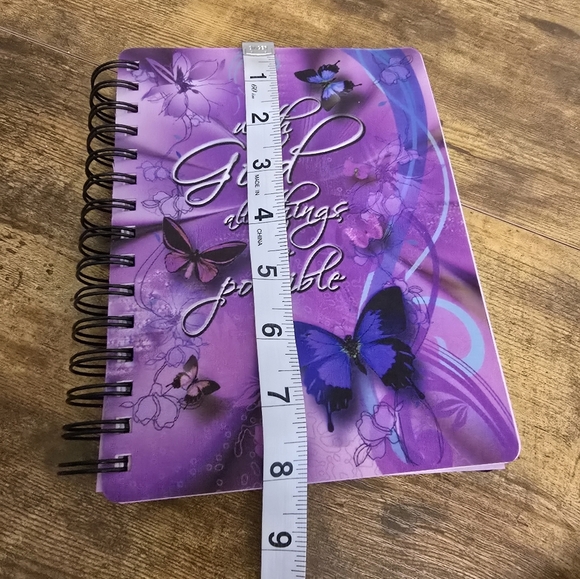 Never Used Purple Butterfly Spiral Notebook With Go All Things Are Possibl - Picture 7 of 9
